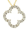 ESTATE .15CT DIAMOND 14KT 2 TONE GOLD CLASSIC OPEN FLOWER LOVE FLOATING PENDANT