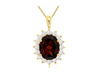 3.40CT DIAMOND & AAA GARNET 14KT YELLOW GOLD OVAL FLOWER PRINCESS DIANA PENDANT