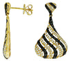 1.85CT WHITE & BLACK DIAMOND 14K YELLOW GOLD MULTI ROW DIAGONAL HANGING EARRINGS