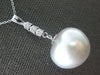 ESTATE LARGE .12CT DIAMOND & AAA SOUTH SEA PEARL 14KT WHITE GOLD 3 STONE PENDANT