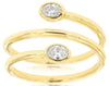 ESTATE .28CT DIAMOND 14K YELLOW GOLD 3D OVAL BEZEL 2 STONE CRISS CROSS LOVE RING