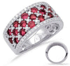 ESTATE LARGE 2.19CT DIAMOND & AAA RUBY 14K WHITE GOLD MULTI ROW ANNIVERSARY RING