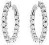 ESTATE 2CT DIAMOND 14KT WHITE GOLD 3D ROUND INSIDE OUT HOOP HANGING EARRINGS