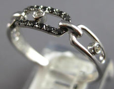 ESTATE .09CT WHITE & BLACK DIAMOND 14KT WHITE GOLD 3D OVAL LOVE KNOT FUN RING