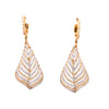 ESTATE LARGE 4.49CT DIAMOND 18KT YELLOW GOLD 3D MULTI LEAF FUN HANGING EARRINGS