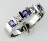 .59CT DIAMOND & AAA TANZANITE 14K WHITE GOLD 3D 5 STONE CHANNEL ANNIVERSARY RING