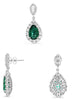 LARGE 11.0CT DIAMOND & AAA EMERALD PLATINUM PEAR SHAPE & ROUND HANGING EARRINGS