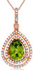 2.15CT DIAMOND & AAA PERIDOT 14KT ROSE GOLD PEAR SHAPE & ROUND TEAR DROP PENDANT