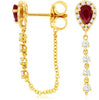 .79CT DIAMOND & AAA RUBY 14KT YELLOW GOLD 3D PEAR SHAPE & ROUND HANGING EARRINGS