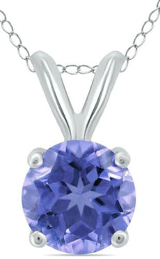 .75CT AAA TANZANITE 14KT WHITE GOLD 3D ROUND 4 PRONG SOLITAIRE FLOATING PENDANT