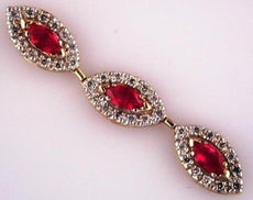 1.23CT DIAMOND & AAA RUBY 14KT YELLOW GOLD 3D 3 STONE HALO LEAF FLOATING PENDANT