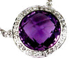 4.08CT DIAMOND & AAA AMETHYST 14KT WHITE GOLD ROUND HALO CLASSIC LOVE NECKLACE