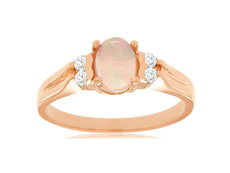 .60CT DIAMOND & AAA OPAL 14KT ROSE GOLD 3D OVAL & ROUND FRIENDSHIP PROMISE RING