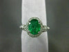 ESTATE WIDE 1.51CT DIAMOND & AAA EMERALD 14K WHITE GOLD 3D HALO ENGAGEMENT RING