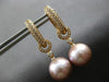 LARGE .49CT DIAMOND & AAA PINK SOUTH SEA PEARL 18KT ROSE GOLD 3D HUGGIE EARRINGS