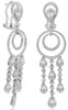 LARGE 3.17CT DIAMOND 18K WHITE GOLD 3D ROUND & BAGUETTE MULTI TEAR DROP EARRINGS