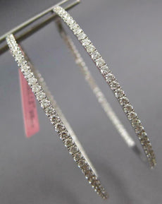 EXTRA LARGE 2.30CT DIAMOND 14KT WHITE GOLD 3D INSIDE OUT HOOP HANGING EARRINGS