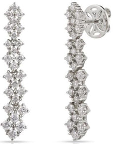 LARGE 1.35CT DIAMOND 18K WHITE GOLD CLASSIC MULTI SQUARE FLORAL HANGING EARRINGS