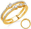ESTATE .42CT DIAMOND 14KT YELLOW GOLD 3D TWO ROW ROUND & MARQUISE SHAPE FUN RING