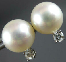 LARGE .50CT DIAMOND & AAA SOUTH SEA PEARL 14KT WHITE GOLD STUD EARRINGS #27331