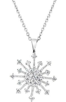 .59CT DIAMOND 14KT WHITE GOLD CLASSIC FILIGREE SNOWFLAKE LOVE FLOATING PENDANT