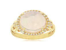 3.18CT DIAMOND & AAA OPAL 14KT YELLOW GOLD OVAL & ROUND HALO LOVE KNOT FUN RING