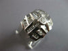 LARGE 1.0CT DIAMOND 14KT WHITE GOLD 3D ROUND & BAGUETTE SQUARE FUN MENS RING