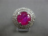 EXTRA LARGE 5.5CT DIAMOND & AAA RUBY 14KT WHITE GOLD DOUBLE HALO ENGAGEMENT RING