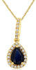 1.01CT DIAMOND & AAA SAPPHIRE 14KT YELLOW GOLD PEAR SHAPE HALO FLOATING PENDANT