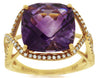 6.75CT DIAMOND & AAA AMETHYST 14K YELLOW GOLD CUSHION & ROUND INFINITY LOVE RING