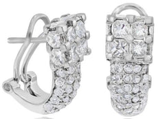 2.65CT DIAMOND 14KT WHITE GOLD 3D ROUND SQUARE UMBRELLA CLIP ON HANGING EARRINGS