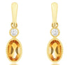.30CT DIAMOND & AAA CITRINE 14KT YELLOW GOLD OVAL & ROUND FUN HANGING EARRINGS