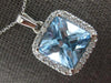LARGE 6.53CT DIAMOND & AAA LIGHT BLUE TOPAZ 14K WHITE GOLD HALO FLOATING PENDANT