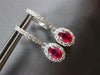 1.76CT DIAMOND & AAA RUBY 14KT WHITE GOLD OVAL & ROUND FLOWER HANGING EARRINGS