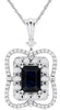 1.25CT DIAMOND & AAA SAPPHIRE 14K WHITE GOLD SQUARE HALO FLOWER FLOATING PENDANT
