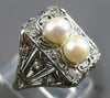 ANTIQUE .25CT OLD MINE DIAMOND & AAA SOUTH SEA PEARL 14KT WHITE GOLD RING #28167
