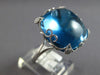 EXTRA LARGE 18.06CT DIAMOND & AAA BLUE TOPAZ 14K WHITE GOLD SQUARE CABOCHON RING