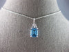 2.58CT DIAMOND & AAA BLUE TOPAZ 14KT WHITE GOLD 3D EMERALD CUT & ROUND PENDANT