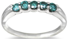 .46CT BLUE DIAMOND 14KT WHITE GOLD ROUND 5 SHARED PRONG WEDDING ANNIVERSARY RING