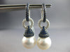 ESTATE LARGE 1.57CT DIAMOND & AAA SAPPHIRE & SOUTH SEA PEARL 18K WHITE GOLD 3D EARRINGS
