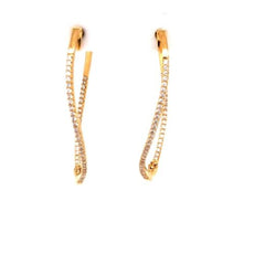 .47CT DIAMOND 18KT YELLOW GOLD 3D DOUBLE SWIRL INFINITY HOOP HANGING EARRINGS