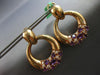 LARGE 4.80CT DIAMOND & AAA AMETHYST 18KT ROSE GOLD 3D CIRCULAR HANGING EARRINGS