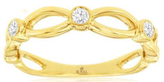 ESTATE .12CT DIAMOND 14KT YELLOW GOLD 3D ROUND BEZEL INFINITY LOVE RING