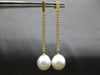 LARGE .63CT DIAMOND & AAA SOUTH SEA PEARL 18KT YELLOW GOLD BAR HANGING EARRINGS