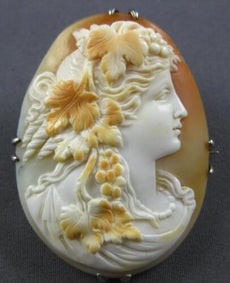 ANTIQUE EXTRA LARGE HANDCRAFTED SILVER 3D LADY CAMEO BROOCH PIN #27984