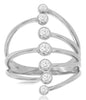 ESTATE LARGE .35CT DIAMOND 14KT WHITE GOLD 3D ROUND BEZEL CRISS CROSS FUN RING