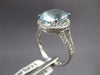 LARGE 6.6CT DIAMOND & AAA AQUAMARINE 18K WHITE GOLD OVAL & ROUND ENGAGEMENT RING