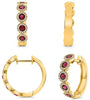 .96CT DIAMOND & AAA RUBY 14KT YELLOW GOLD 3D ROUND HUGGIE HOOP HANGING EARRINGS