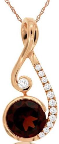 1.08CT DIAMOND & AAA GARNET 14KT ROSE GOLD ROUND SEMI BEZEL FUN FLOATING PENDANT