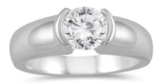 .75CT DIAMOND 14KT WHITE GOLD CLASSIC ROUND SOLITAIRE SEMI BEZEL ENGAGEMENT RING